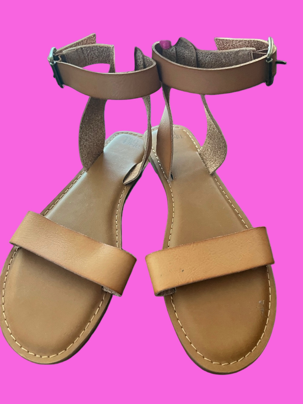 Time & True Tan Strappy Sandals - NWOT